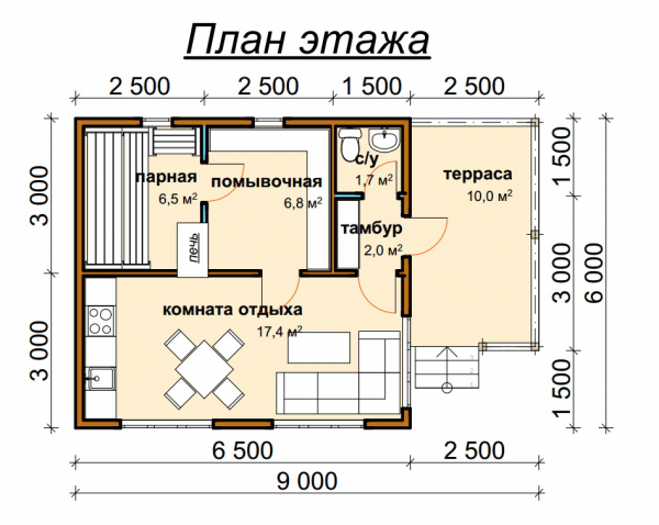 Б-10. Баня из бруса 44,4 м.кв. (Фото 4)
