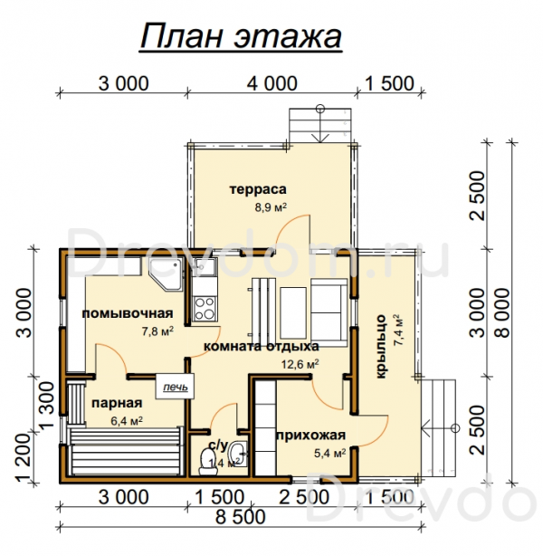 Б-11. Баня из бруса 49,2 м.кв. (Фото 4)