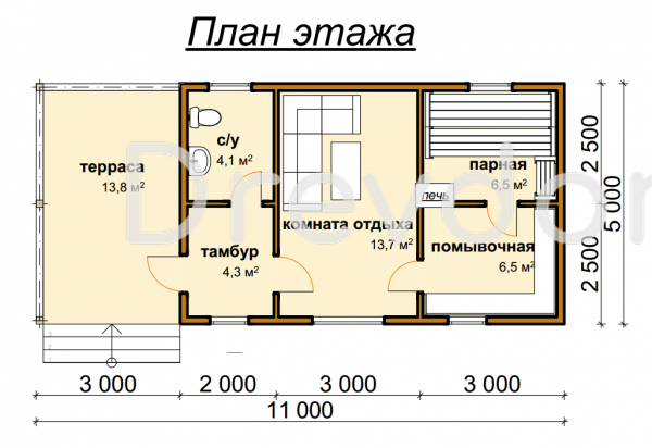 Б-13. Баня из бруса 49 м.кв. (Фото 4)