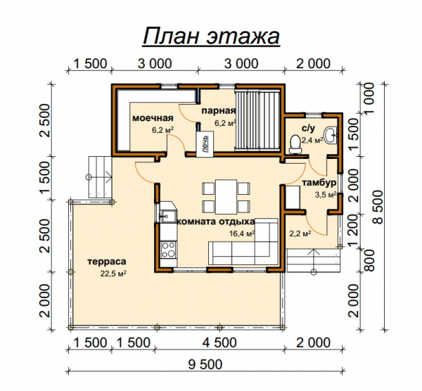 Б-16. Баня из бруса 59,4 м.кв. (Фото 4)