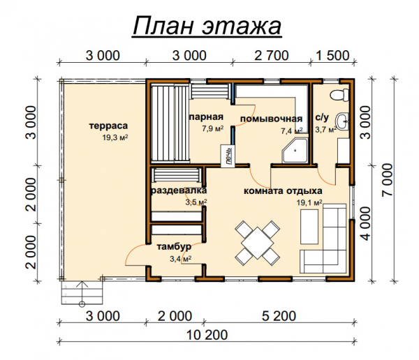 Б-18. Баня из бруса 64,3 м.кв. (Фото 4)