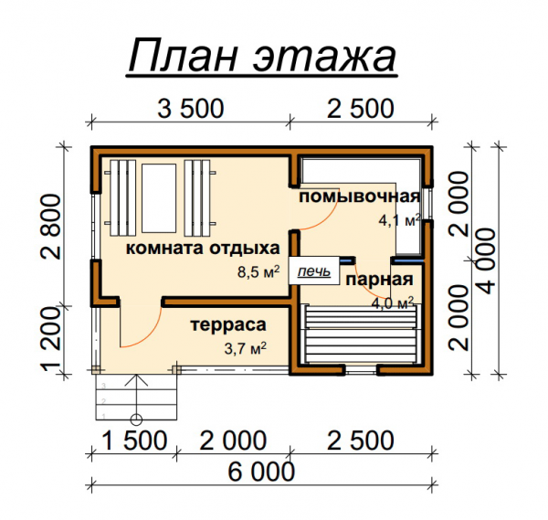 Б-2. Баня из бруса 20,3 м.кв. (Фото 4)