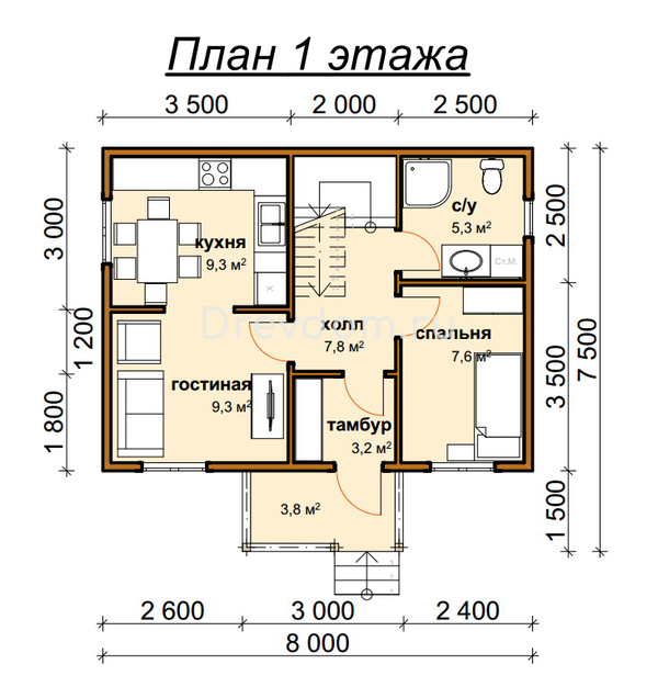 ДБ-11. Дом из бруса 81 м.кв. (Фото 4)