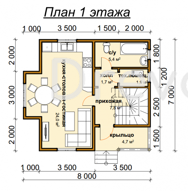 ДБ-149. Дом из бруса 88 м.кв. (Фото 4)