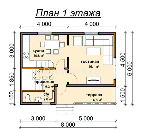 ДБ-18. Дом из бруса 81 м.кв. (Фото 4)