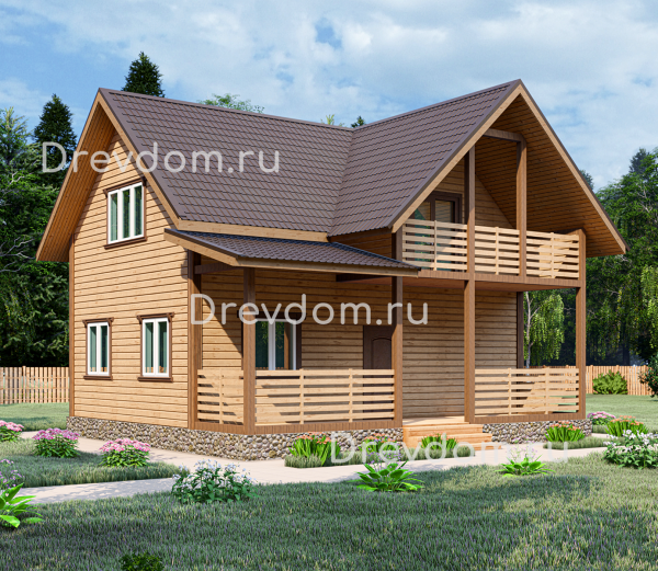 Два этажа из бруса. Компания ДревДом.