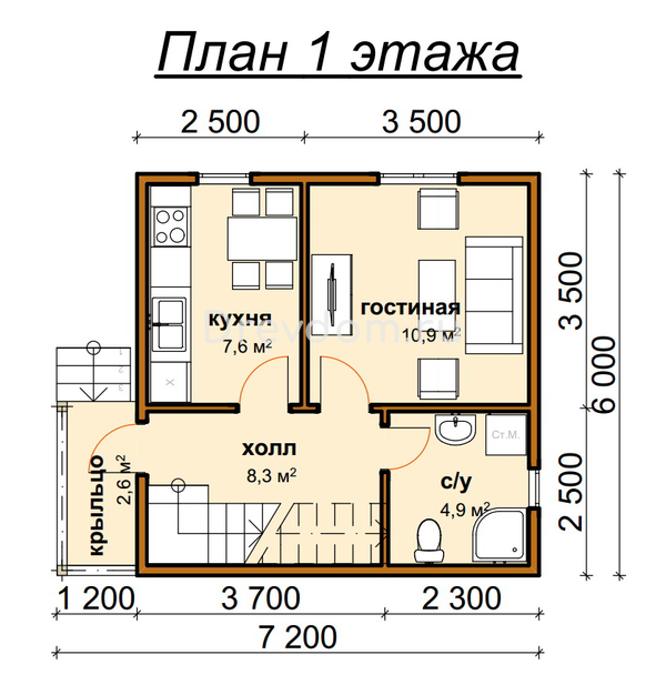 ДБ-3.Дом из бруса 58 м.кв. (Фото 4)
