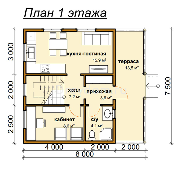 ДБ-36. Дом из бруса 96 м.кв. (Фото 4)