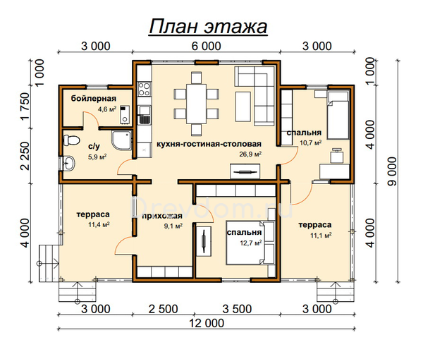 ДБ-38. Дом из бруса 92 м.кв. (Фото 4)