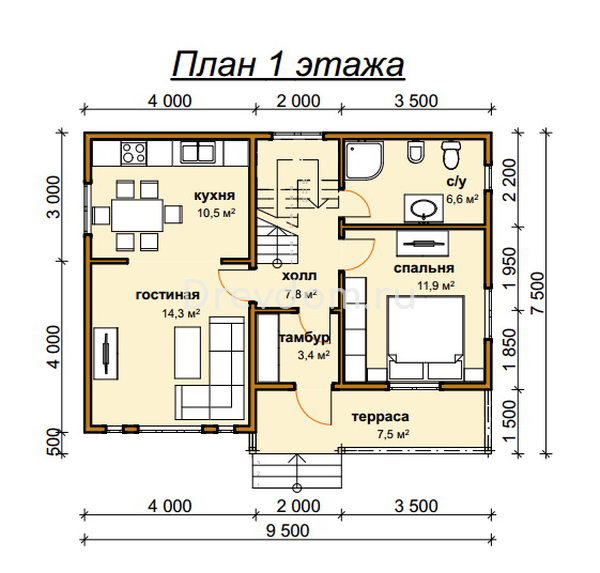 ДБ-44. Дом из бруса 116,5 м.кв. (Фото 4)