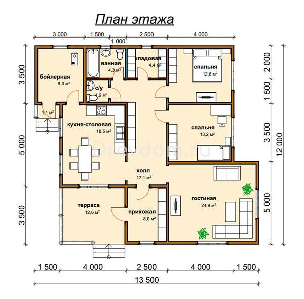 ДБ-61. Дом из бруса 127,9 м.кв. (Фото 4)