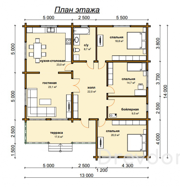 ДБ-62. Дом из бруса 157 м.кв. (Фото 4)