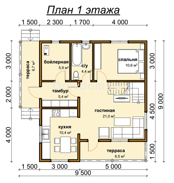 ДБ-74. Дом из бруса 135 м.кв. (Фото 4)
